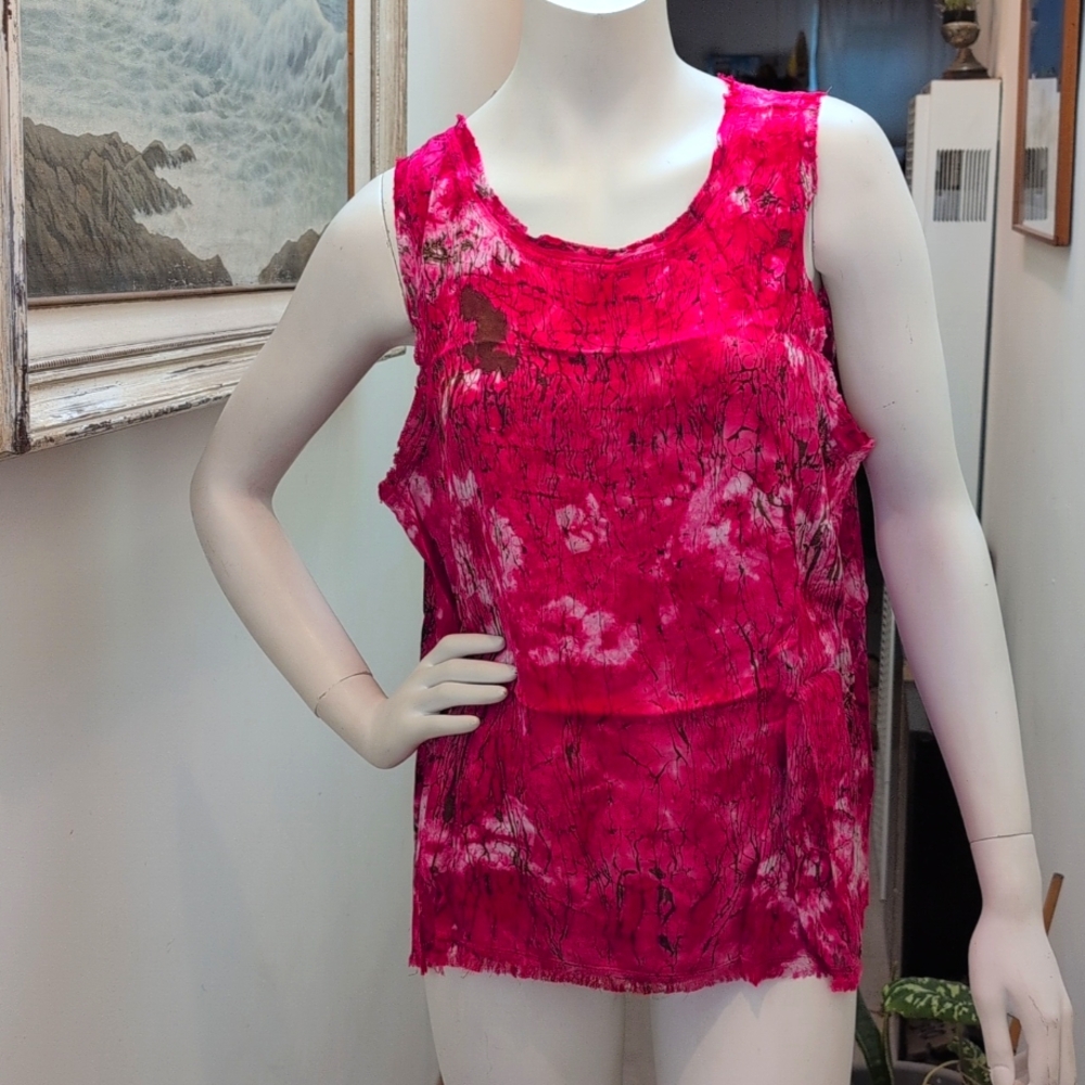 coral Eco Satin Frayed Edge Tank